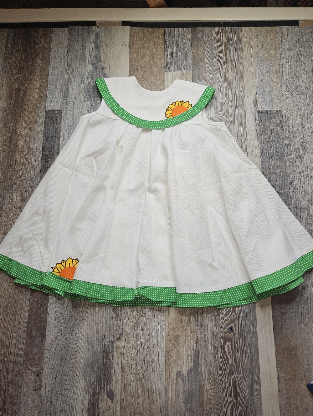 Jayne Copeland Vintage Dress 2T White Green Sunflowers